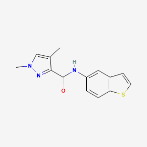 molecular formula C14H13N3OS B2937458 N-(1-benzothiophen-5-yl)-1,4-dimethyl-1H-pyrazole-3-carboxamide CAS No. 1202990-09-7