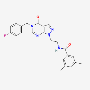 molecular formula C23H22FN5O2 B2937531 N-(2-(5-(4-fluorobenzyl)-4-oxo-4,5-dihydro-1H-pyrazolo[3,4-d]pyrimidin-1-yl)ethyl)-3,5-dimethylbenzamide CAS No. 922137-75-5