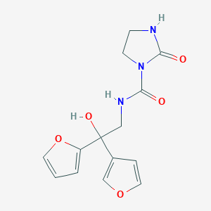 molecular formula C14H15N3O5 B2937564 N-[2-(furan-2-yl)-2-(furan-3-yl)-2-hydroxyethyl]-2-oxoimidazolidine-1-carboxamide CAS No. 2034236-02-5