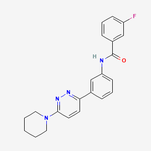 molecular formula C22H21FN4O B2937565 3-fluoro-N-{3-[6-(piperidin-1-yl)pyridazin-3-yl]phenyl}benzamide CAS No. 922686-42-8