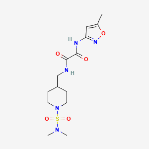 molecular formula C14H23N5O5S B2937570 N'-{[1-(dimethylsulfamoyl)piperidin-4-yl]methyl}-N-(5-methyl-1,2-oxazol-3-yl)ethanediamide CAS No. 2034376-16-2