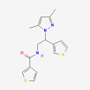molecular formula C16H17N3OS2 B2937584 N-(2-(3,5-dimethyl-1H-pyrazol-1-yl)-2-(thiophen-3-yl)ethyl)thiophene-3-carboxamide CAS No. 2034545-85-0