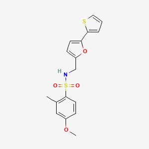 molecular formula C17H17NO4S2 B2937614 4-methoxy-2-methyl-N-((5-(thiophen-2-yl)furan-2-yl)methyl)benzenesulfonamide CAS No. 2034593-14-9