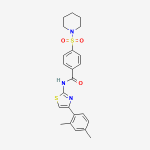 molecular formula C23H25N3O3S2 B2937618 N-[4-(2,4-dimethylphenyl)-1,3-thiazol-2-yl]-4-(piperidine-1-sulfonyl)benzamide CAS No. 325977-67-1