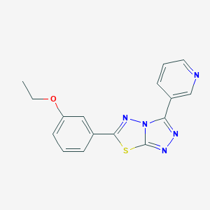 molecular formula C16H13N5OS B293763 Ethyl 3-[3-(3-pyridinyl)[1,2,4]triazolo[3,4-b][1,3,4]thiadiazol-6-yl]phenyl ether 