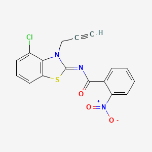 molecular formula C17H10ClN3O3S B2937634 N-[(2Z)-4-chloro-3-(prop-2-yn-1-yl)-2,3-dihydro-1,3-benzothiazol-2-ylidene]-2-nitrobenzamide CAS No. 868674-54-8