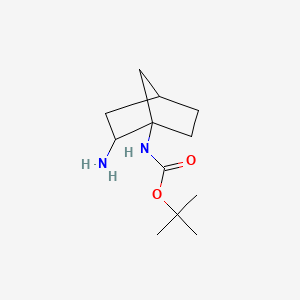 molecular formula C12H22N2O2 B2937635 tert-butylN-{2-aminobicyclo[2.2.1]heptan-1-yl}carbamate,Mixtureofdiastereomers CAS No. 2167021-94-3