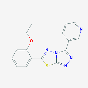 molecular formula C16H13N5OS B293764 ethyl 2-[3-(3-pyridinyl)[1,2,4]triazolo[3,4-b][1,3,4]thiadiazol-6-yl]phenyl ether 