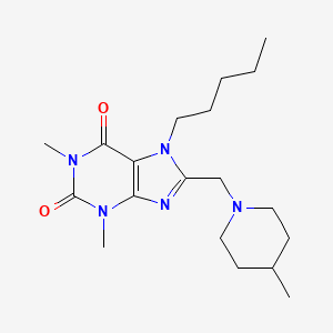 1,3-Dimethyl-8-[(4-methylpiperidin-1-yl)methyl]-7-pentylpurine-2,6-dione