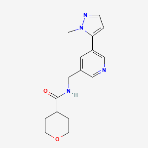molecular formula C16H20N4O2 B2937649 N-{[5-(1-methyl-1H-pyrazol-5-yl)pyridin-3-yl]methyl}oxane-4-carboxamide CAS No. 2034560-03-5