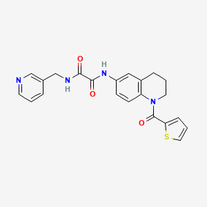 molecular formula C22H20N4O3S B2937706 N'-[(pyridin-3-yl)methyl]-N-[1-(thiophene-2-carbonyl)-1,2,3,4-tetrahydroquinolin-6-yl]ethanediamide CAS No. 899735-89-8