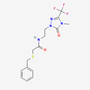 2-(benzylthio)-N-(2-(4-methyl-5-oxo-3-(trifluoromethyl)-4,5-dihydro-1H-1,2,4-triazol-1-yl)ethyl)acetamide