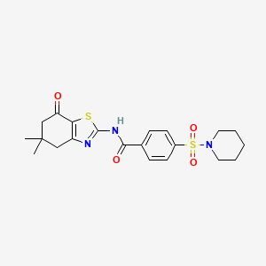 molecular formula C21H25N3O4S2 B2937730 N-(5,5-dimethyl-7-oxo-4,5,6,7-tetrahydro-1,3-benzothiazol-2-yl)-4-(piperidine-1-sulfonyl)benzamide CAS No. 325986-94-5