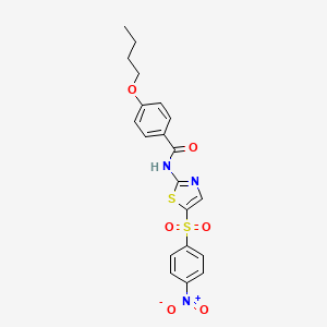 4-butoxy-N-(5-((4-nitrophenyl)sulfonyl)thiazol-2-yl)benzamide