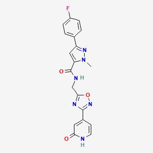 3-(4-fluorophenyl)-1-methyl-N-((3-(2-oxo-1,2-dihydropyridin-4-yl)-1,2,4-oxadiazol-5-yl)methyl)-1H-pyrazole-5-carboxamide
