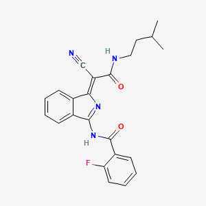(Z)-N-(1-(1-cyano-2-(isopentylamino)-2-oxoethylidene)-1H-isoindol-3-yl)-2-fluorobenzamide
