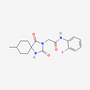 molecular formula C17H20FN3O3 B2937771 N-(2-fluorophenyl)-2-(8-methyl-2,4-dioxo-1,3-diazaspiro[4.5]decan-3-yl)acetamide CAS No. 849679-55-6