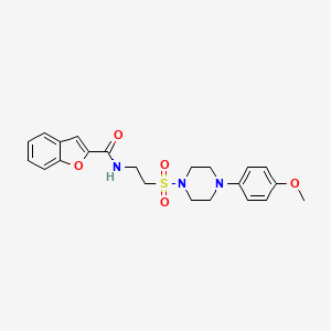 molecular formula C22H25N3O5S B2937773 N-(2-((4-(4-methoxyphenyl)piperazin-1-yl)sulfonyl)ethyl)benzofuran-2-carboxamide CAS No. 897610-89-8