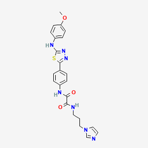 molecular formula C23H23N7O3S B2937793 N-[3-(1H-imidazol-1-yl)propyl]-N'-(4-{5-[(4-methoxyphenyl)amino]-1,3,4-thiadiazol-2-yl}phenyl)ethanediamide CAS No. 1021092-93-2