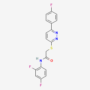 molecular formula C18H12F3N3OS B2937806 N-(2,4-difluorophenyl)-2-((6-(4-fluorophenyl)pyridazin-3-yl)thio)acetamide CAS No. 920436-50-6