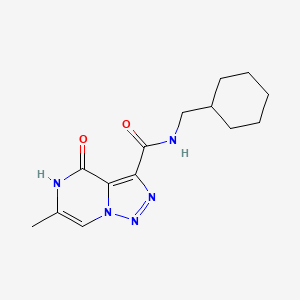 molecular formula C14H19N5O2 B2937827 N-(cyclohexylmethyl)-6-methyl-4-oxo-4,5-dihydro[1,2,3]triazolo[1,5-a]pyrazine-3-carboxamide CAS No. 1775496-61-1