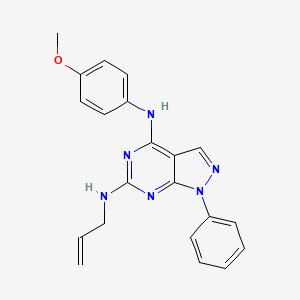 molecular formula C21H20N6O B2937831 N~4~-(4-methoxyphenyl)-1-phenyl-N~6~-(prop-2-en-1-yl)-1H-pyrazolo[3,4-d]pyrimidine-4,6-diamine CAS No. 946348-80-7