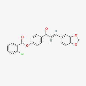 molecular formula C23H15ClO5 B2937837 4-[3-(1,3-Benzodioxol-5-yl)acryloyl]phenyl 2-chlorobenzenecarboxylate CAS No. 306730-67-6