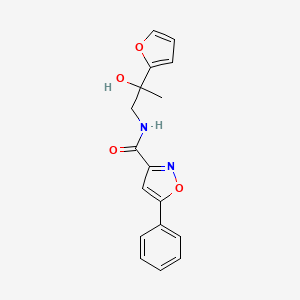 molecular formula C17H16N2O4 B2937843 N-[2-(furan-2-yl)-2-hydroxypropyl]-5-phenyl-1,2-oxazole-3-carboxamide CAS No. 1396762-05-2
