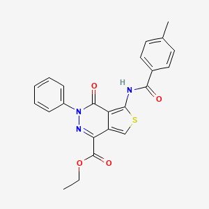 molecular formula C23H19N3O4S B2937846 Ethyl 5-(4-methylbenzamido)-4-oxo-3-phenyl-3,4-dihydrothieno[3,4-d]pyridazine-1-carboxylate CAS No. 851946-96-8