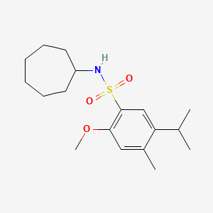 molecular formula C18H29NO3S B2937879 N-cycloheptyl-2-methoxy-4-methyl-5-(propan-2-yl)benzene-1-sulfonamide CAS No. 946309-61-1