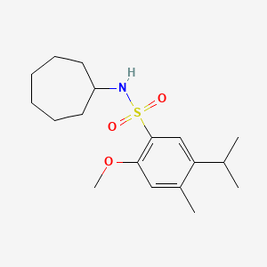 B2937879 N-cycloheptyl-2-methoxy-4-methyl-5-(propan-2-yl)benzene-1-sulfonamide CAS No. 946309-61-1