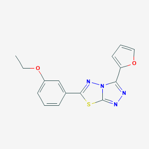 molecular formula C15H12N4O2S B293789 ethyl 3-[3-(2-furyl)[1,2,4]triazolo[3,4-b][1,3,4]thiadiazol-6-yl]phenyl ether 