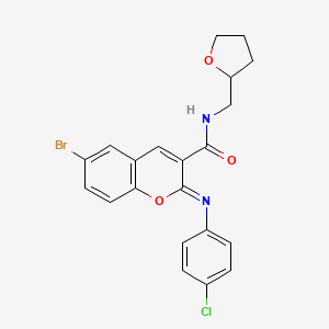 (2Z)-6-bromo-2-[(4-chlorophenyl)imino]-N-(tetrahydrofuran-2-ylmethyl)-2H-chromene-3-carboxamide