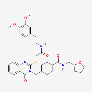 molecular formula C33H42N4O6S B2937906 4-({2-[({[2-(3,4-dimethoxyphenyl)ethyl]carbamoyl}methyl)sulfanyl]-4-oxo-3,4-dihydroquinazolin-3-yl}methyl)-N-[(oxolan-2-yl)methyl]cyclohexane-1-carboxamide CAS No. 439792-38-8