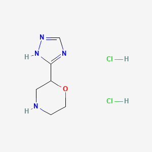 molecular formula C6H12Cl2N4O B2937975 2-(1H-1,2,4-Triazol-3-yl)morpholine dihydrochloride CAS No. 2219379-41-4