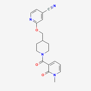 molecular formula C19H20N4O3 B2938012 2-[[1-(1-Methyl-2-oxopyridine-3-carbonyl)piperidin-4-yl]methoxy]pyridine-4-carbonitrile CAS No. 2379952-02-8