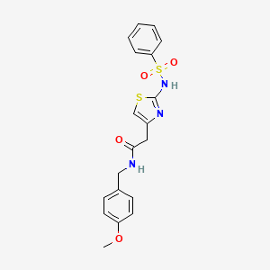 molecular formula C19H19N3O4S2 B2938027 N-(4-methoxybenzyl)-2-(2-(phenylsulfonamido)thiazol-4-yl)acetamide CAS No. 921996-83-0