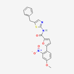 molecular formula C22H17N3O5S B2938054 N-(5-benzyl-1,3-thiazol-2-yl)-5-(4-methoxy-2-nitrophenyl)furan-2-carboxamide CAS No. 890645-73-5
