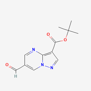 molecular formula C12H13N3O3 B2938093 Tert-butyl 6-formylpyrazolo[1,5-a]pyrimidine-3-carboxylate CAS No. 2470435-28-8