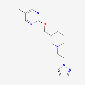 molecular formula C16H23N5O B2938136 5-methyl-2-({1-[2-(1H-pyrazol-1-yl)ethyl]piperidin-3-yl}methoxy)pyrimidine CAS No. 2380060-07-9