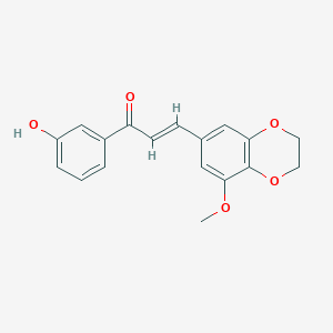 molecular formula C18H16O5 B2938148 (2E)-1-(3-hydroxyphenyl)-3-(8-methoxy-2,3-dihydro-1,4-benzodioxin-6-yl)prop-2-en-1-one CAS No. 929451-57-0