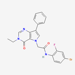 molecular formula C22H18BrFN4O2 B2938152 N-(4-bromo-2-fluorophenyl)-2-(3-ethyl-4-oxo-7-phenyl-3,4-dihydro-5H-pyrrolo[3,2-d]pyrimidin-5-yl)acetamide CAS No. 1251581-03-9