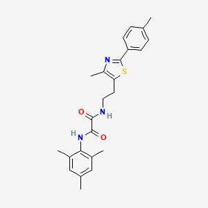 molecular formula C24H27N3O2S B2938156 N-{2-[4-methyl-2-(4-methylphenyl)-1,3-thiazol-5-yl]ethyl}-N'-(2,4,6-trimethylphenyl)ethanediamide CAS No. 894014-75-6