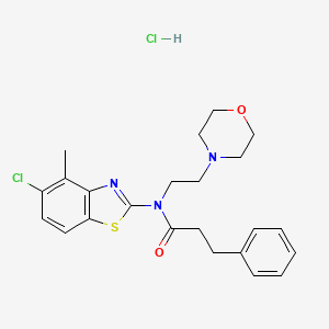 molecular formula C23H27Cl2N3O2S B2938169 N-(5-CHLORO-4-METHYL-1,3-BENZOTHIAZOL-2-YL)-N-[2-(MORPHOLIN-4-YL)ETHYL]-3-PHENYLPROPANAMIDE HYDROCHLORIDE CAS No. 1327599-08-5