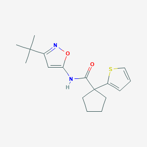 molecular formula C17H22N2O2S B2938223 N-(3-(tert-butyl)isoxazol-5-yl)-1-(thiophen-2-yl)cyclopentanecarboxamide CAS No. 1251706-15-6