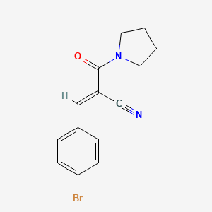 molecular formula C14H13BrN2O B2938247 3-(4-Bromophenyl)-2-(pyrrolidine-1-carbonyl)prop-2-enenitrile CAS No. 454176-48-8