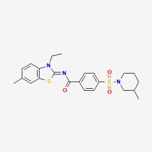 molecular formula C23H27N3O3S2 B2938248 N-(3-ethyl-6-methyl-1,3-benzothiazol-2-ylidene)-4-(3-methylpiperidin-1-yl)sulfonylbenzamide CAS No. 850909-08-9