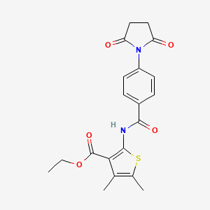 molecular formula C20H20N2O5S B2938252 Ethyl 2-(4-(2,5-dioxopyrrolidin-1-yl)benzamido)-4,5-dimethylthiophene-3-carboxylate CAS No. 374083-39-3
