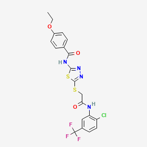 molecular formula C20H16ClF3N4O3S2 B2938258 N-(5-((2-((2-chloro-5-(trifluoromethyl)phenyl)amino)-2-oxoethyl)thio)-1,3,4-thiadiazol-2-yl)-4-ethoxybenzamide CAS No. 392299-17-1