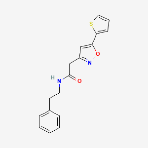 molecular formula C17H16N2O2S B2938268 N-phenethyl-2-(5-(thiophen-2-yl)isoxazol-3-yl)acetamide CAS No. 946284-46-4